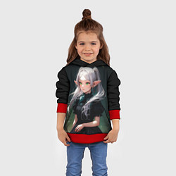 Толстовка-худи детская Фриерен во тьме, цвет: 3D-красный — фото 2