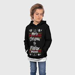 Толстовка-худи детская Merry Christmas ya filthy muggle, цвет: 3D-белый — фото 2