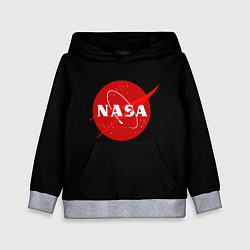 Толстовка-худи детская NASA redlogo space usa, цвет: 3D-меланж