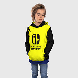 Толстовка-худи детская Nintendo switch краски на жёлтом, цвет: 3D-синий — фото 2