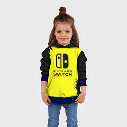 Толстовка-худи детская Nintendo switch краски на жёлтом, цвет: 3D-синий — фото 2