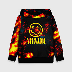 Толстовка-худи детская Nirvana rock огненное лого лава, цвет: 3D-черный