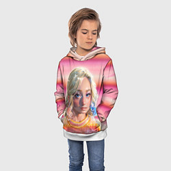 Толстовка-худи детская Энид Синклер - арт и текстура розового свитера, цвет: 3D-белый — фото 2
