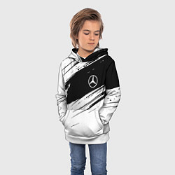 Толстовка-худи детская Mercedes benz краски чернобелая геометрия, цвет: 3D-белый — фото 2