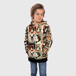 Толстовка-худи детская Кот Алёнка - поп арт, цвет: 3D-черный — фото 2