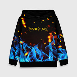 Толстовка-худи детская Evanescence огонь рок группа, цвет: 3D-черный
