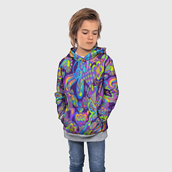 Толстовка-худи детская Психоделические цветы, цвет: 3D-меланж — фото 2