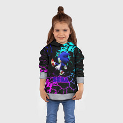 Толстовка-худи детская Sonic sega game неоновая текстура, цвет: 3D-меланж — фото 2