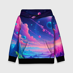 Толстовка-худи детская Fantastic space landscape - neon glow, цвет: 3D-черный