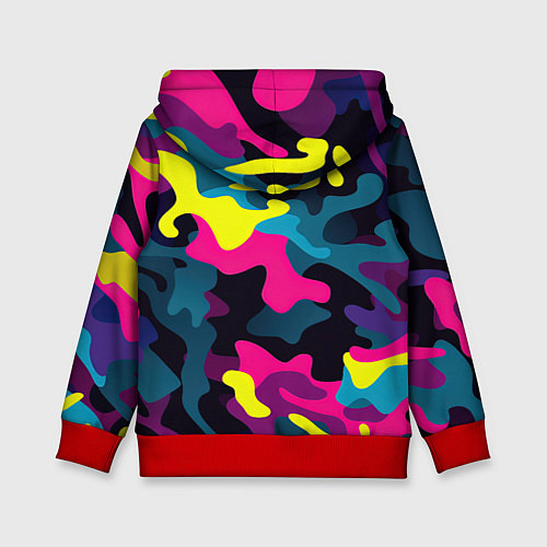Детская толстовка Кислотная яркая абстракция в камуфляжном стиле / 3D-Красный – фото 2