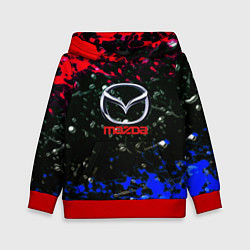 Толстовка-худи детская Mazda краски абстракция спорт, цвет: 3D-красный