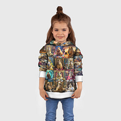 Толстовка-худи детская Коллаж много капибар в короне, цвет: 3D-белый — фото 2