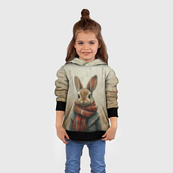 Толстовка-худи детская Кролик в шарфе, цвет: 3D-черный — фото 2