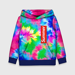 Толстовка-худи детская Color abstraction - summer, цвет: 3D-синий