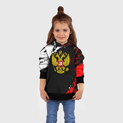 Толстовка-худи детская Россия герб текстура краски, цвет: 3D-черный — фото 2