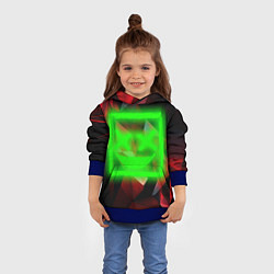 Толстовка-худи детская Неоновый квадрат, цвет: 3D-синий — фото 2
