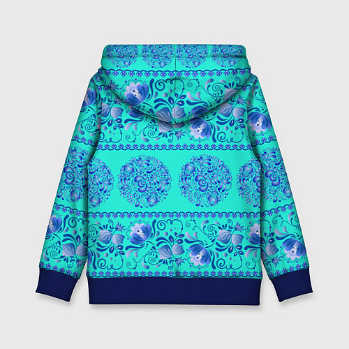 Детская толстовка Гжель на бирюзовом фоне / 3D-Синий – фото 2