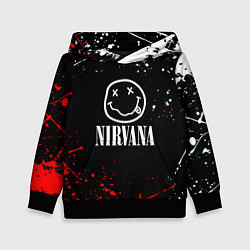 Толстовка-худи детская Nirvana брызги красок, цвет: 3D-черный