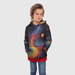 Толстовка-худи детская Звездный вихрь абстрактная живопись, цвет: 3D-красный — фото 2