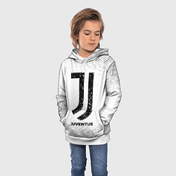 Толстовка-худи детская Juventus с потертостями на светлом фоне, цвет: 3D-белый — фото 2