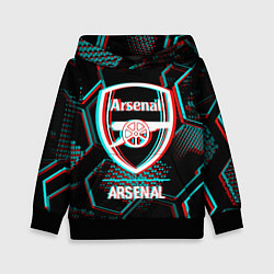 Детская толстовка Arsenal FC в стиле glitch на темном фоне