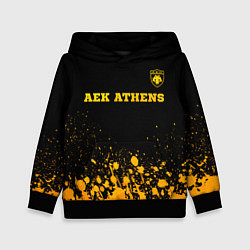 Толстовка-худи детская AEK Athens - gold gradient посередине, цвет: 3D-черный