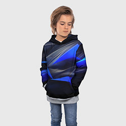 Толстовка-худи детская Black and blue abstract background sport style, цвет: 3D-меланж — фото 2