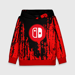 Толстовка-худи детская Nintendo огенное лого краски, цвет: 3D-красный