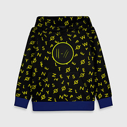 Толстовка-худи детская Twenty one pilots pattern rock yellow, цвет: 3D-синий