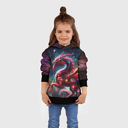 Толстовка-худи детская Красный космический дракон, цвет: 3D-черный — фото 2