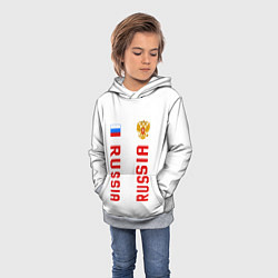Толстовка-худи детская Россия три полоски на белом фоне, цвет: 3D-меланж — фото 2