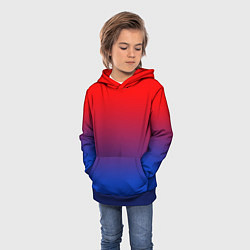Толстовка-худи детская Красный и синий градиент, цвет: 3D-синий — фото 2