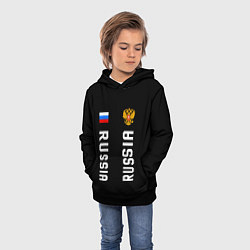 Толстовка-худи детская Россия три полоски на черном фоне, цвет: 3D-черный — фото 2