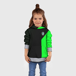 Толстовка-худи детская Skoda pattern sport green, цвет: 3D-меланж — фото 2