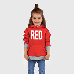Толстовка-худи детская Клубнично-красный со словом red, цвет: 3D-меланж — фото 2