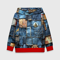 Толстовка-худи детская Значок архитектора на джинсах, цвет: 3D-красный