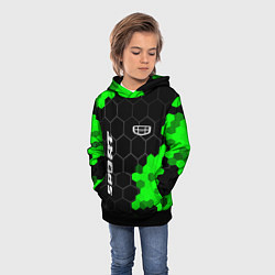 Толстовка-худи детская Geely green sport hexagon, цвет: 3D-черный — фото 2