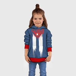 Толстовка-худи детская Кубинский флаг на синем фоне, цвет: 3D-красный — фото 2