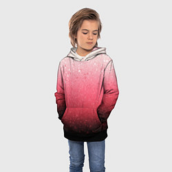 Толстовка-худи детская Градиент розово-чёрный брызги, цвет: 3D-черный — фото 2