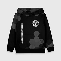 Толстовка-худи детская Manchester United sport на темном фоне вертикально, цвет: 3D-черный