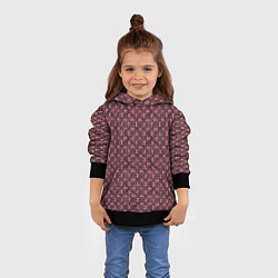 Толстовка-худи детская Паттерн стилизованные цветы чёрно-розовый, цвет: 3D-черный — фото 2