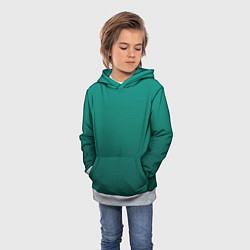 Толстовка-худи детская Градиент нефритовый зелёный, цвет: 3D-меланж — фото 2