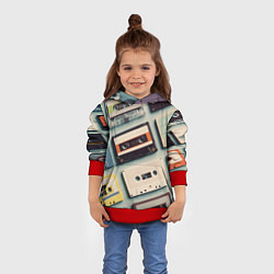 Толстовка-худи детская Ретро аудио кассеты, цвет: 3D-красный — фото 2