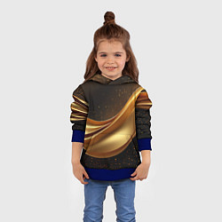 Толстовка-худи детская Золотая стильная абстракция на черном фоне, цвет: 3D-синий — фото 2