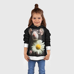 Толстовка-худи детская Крыс и ромашка, цвет: 3D-белый — фото 2