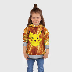 Толстовка-худи детская Pikachu yellow lightning, цвет: 3D-меланж — фото 2