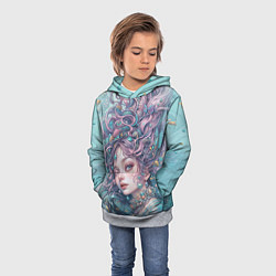 Толстовка-худи детская Морская русалка, цвет: 3D-меланж — фото 2