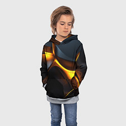 Толстовка-худи детская Разлом черных плит и оранжевая лава, цвет: 3D-меланж — фото 2