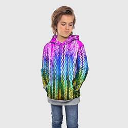 Толстовка-худи детская Разноцветные волнистые полосы, цвет: 3D-меланж — фото 2