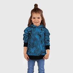 Толстовка-худи детская Синие линии узор, цвет: 3D-черный — фото 2